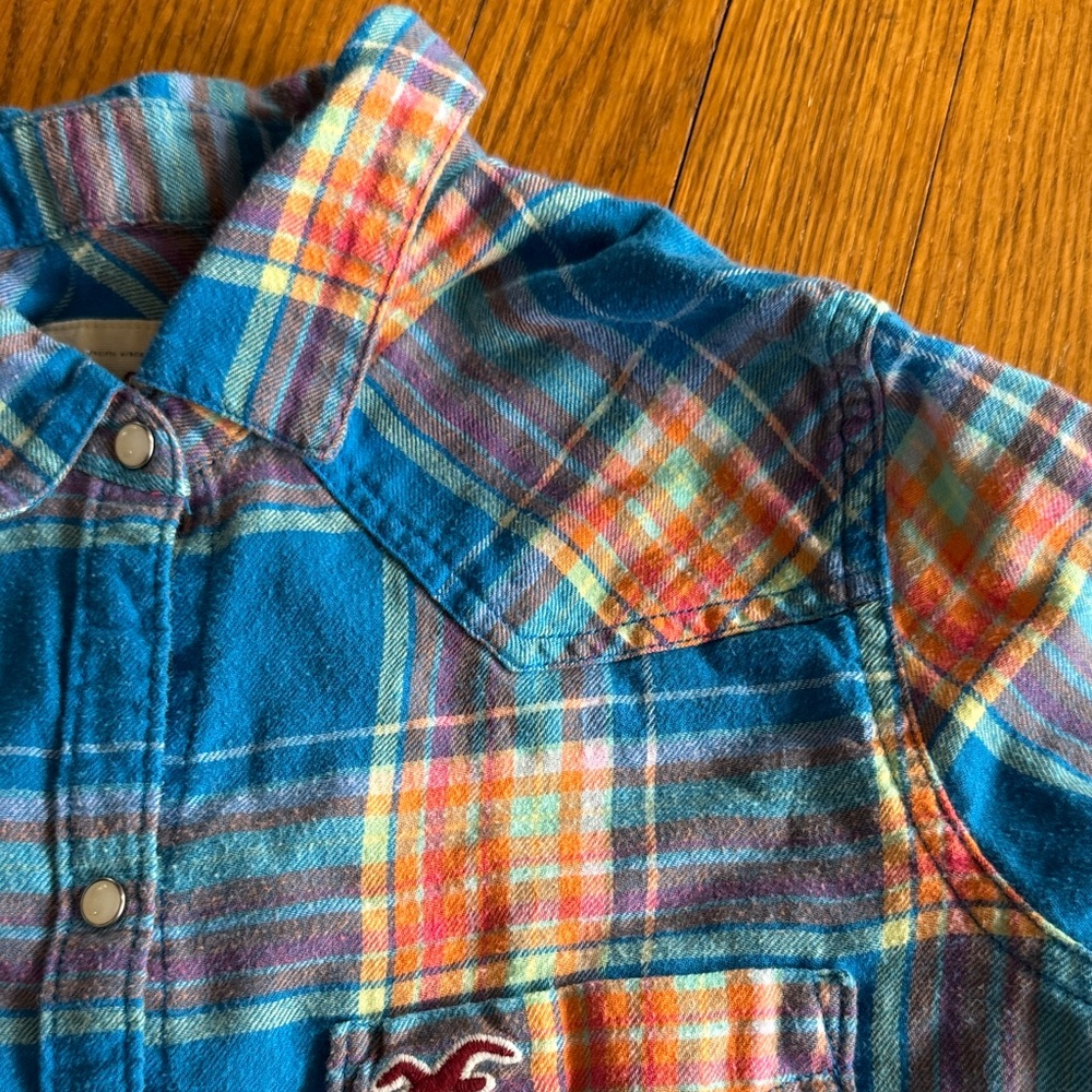 Hollister flannel snap up shirt